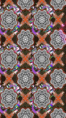 Gri ve kahverengi renklerde. 3D çiçekler, eskiz. Raster illüstrasyonu.