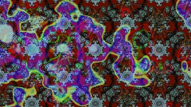 Asya tekstil tarzında. Raster illüstrasyonu. Çiçek desenli çizim. Renkli Bahar Teması eskiz kalıbı. Düz Çiçek Elementleri Tasarımı. Mavi ve kahverengi renkte çiçekler.