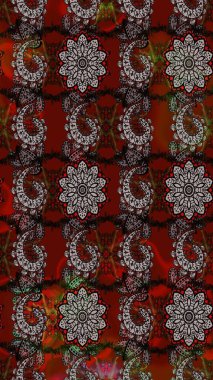 Kahverengi ve kırmızı renkler. Yaz çiçekleri teması. Klasik çiçekler. Suluboya resim taklit Raster çizimi. El çizimi soyut süslü elementler.