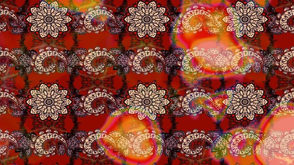 Raster illüstrasyonu. Güzel, parlak, pürüzsüz kumaş, tuval. Desen, çizim, çiçek sınırı. Eski moda arka plan. Çiçek çelengi. Kıvırcık, parlak örgü.