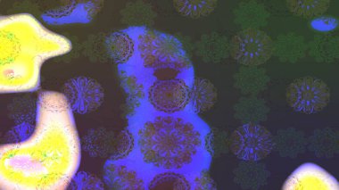 Düz Çiçek Elementleri Tasarımı. Sevimli çiçek raster deseni. Renkli Bahar Teması eskiz kalıbı. Yeşil renkte çiçekler.