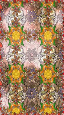 Kahverengi renkler ve parlak çiçekler üzerine soyut çizim deseni. Küçük çiçekte hoş bir çiçek deseni var. Çiçek elementli zarif raster dokusu..