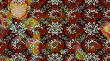 Düz Çiçek Elementleri Tasarımı. Gri ve kahverengi renkli çiçekler. Sevimli çiçek raster deseni. Renkli Yaz Teması çizim şablonu.