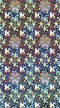 Raster deseni. Bahar çiçekleri dallı desen, gri renkler çiçekli siluet.