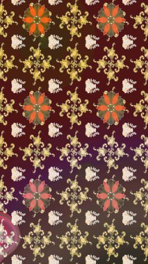 Raster illüstrasyonu. Raster deseni. Küçük çiçekteki sevimli çiçek deseni. Kahverengi renklerde. Soyut çiçek çizim kalıbı arkaplanı.