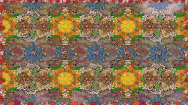 Raster illüstrasyonu. Kahverengi renklerde. Çiçekli güzel suluboya desen.