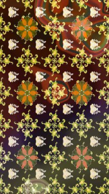 Düz Çiçek Elementleri Tasarımı. Süslü kumaş deseni. Renkli Bahar Teması eskiz kalıbı. Raster illüstrasyonunda çiçek deseni çizimi.