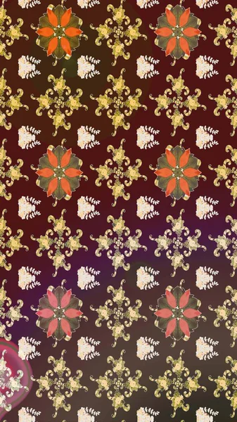 Raster illüstrasyonu. Raster deseni. Küçük çiçekteki sevimli çiçek deseni. Kahverengi renklerde. Soyut çiçek çizim kalıbı arkaplanı.