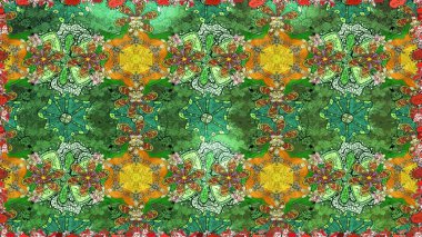 Raster illüstrasyonundaki çiçek desenli çizim. Düz Çiçek Elementleri Tasarımı. Güzel kumaş deseni. Renkli Bahar Teması çizim şablonu.