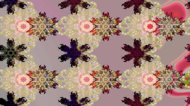 Suluboya çiçekli çiçek deseni. Raster illüstrasyonu. Bej renkli Asya tekstili.