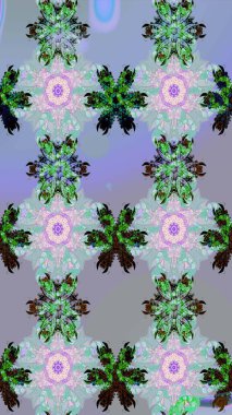 Raster illüstrasyonundaki çiçek desenli çizim. Tarafsız renklerde çiçekler.