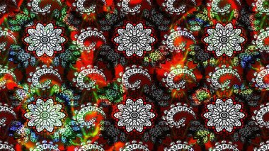 Çiçek ve yapraklı çiçek deseni. Küçük çiçekli şirin bir desen. Raster illüstrasyonu.