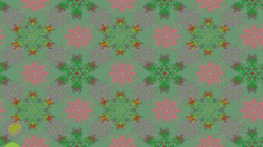 Yeşil çiçekli bahar çiçekleri. Küçük renkli çiçekler. Moda baskıları için zarif bir şablon. Küçük çiçekte güzel bir desen. Motley illüstrasyonu.