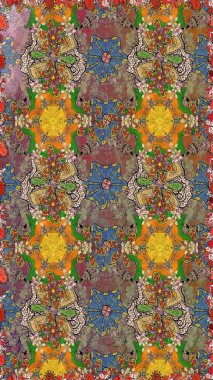 Tekstil, kumaş, kapaklar, duvar kağıtları, baskı, naylon, koleksiyon defteri, örgü, dekupaj için güzel bir eskiz. Millefleur 'lar. Küçük kahverengi çiçekli oldukça eski bir besin torbası deseni..