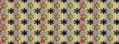 Renkli Bahar Teması eskiz kalıbı. Çiçekli çiçek deseni, suluboya. Raster illüstrasyonu. Gri renkli çiçekler. Düz Çiçek Elementleri Tasarımı.