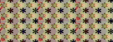 Renkli Bahar Teması eskiz kalıbı. Çiçekli çiçek deseni, suluboya. Raster illüstrasyonu. Gri renkli çiçekler. Düz Çiçek Elementleri Tasarımı.