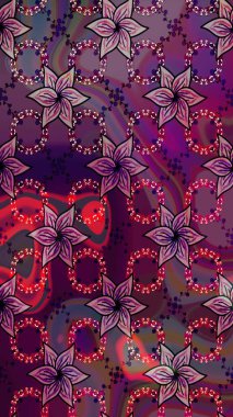 Mor renkli çiçekler. Renkli Yaz Temalı eskiz kalıbı. Sevimli çiçek raster deseni. Düz Çiçek Elementleri Tasarımı.