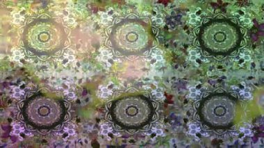 Renkli unsurlarla hareketli arka plan görüntüleri. Çiçekler. Eski model. Bayrak tarzı. Video kaydı. Şablon. Döngü. Kusursuz.. 