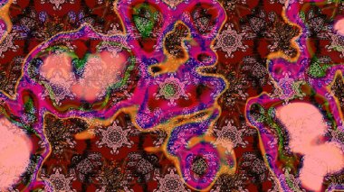 Raster illüstrasyonu. Düz Çiçek Elementleri Tasarımı. Pembe ve kahverengi renkte zarif çiçekli suluboya. Renkli Bahar Teması çizim şablonu.