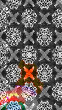 Tarafsız ve gri kıvırcık çiçekler tarafsız ve gri renklerde şekillenir. Raster illüstrasyonu. Klasik çiçek tasarım elementleri.