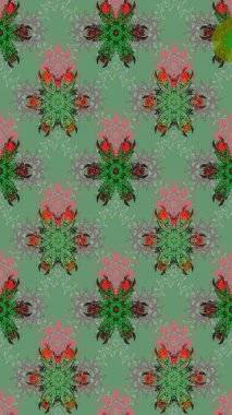 Yeşil renkli yeşil papatya deseni. Yeşil renklerde. Raster illüstrasyonu.