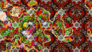 Çizgi çizimi kalıbı. Şirin çiçekler. Raster Moda kumaş deseni.