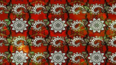 Çiçekli zambakların eskiz geçmişi. Çiçek tasarımı için inanılmaz bir kolaj cenneti tarzı. Parlak çiçekli kolaj çiçekleri kırmızı ve kahverengi.