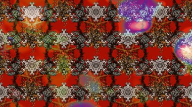 Parmak izi, kumaş, duvar kâğıdı, tekstil için raster dokusu. Nakış desenli çiçek deseni. Renkli grunge renkli ve kahverengi çiçeklerle soyut arkaplanı zenginleştirir.