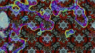 Yumuşak, bahar çiçekleri kahverengi ve mavi renklerde. Çiçek ve yapraklı karalama şeklinde Raster çiçek deseni. Raster illüstrasyonu.