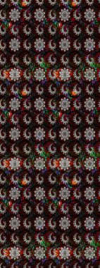 Raster illüstrasyonundaki çiçek desenli çizim. Düz Çiçek Elementleri Tasarımı. Siyah ve kahverengi renkte çiçekler. Renkli Bahar Teması çizim şablonu.