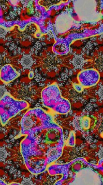 Parmak izi, kumaş, duvar kâğıdı, tekstil için raster dokusu. Nakış desenli çiçek deseni. Renkli grunge soyut arkaplanı Cologray ve kahverengi çiçeklerle zenginleştirir.