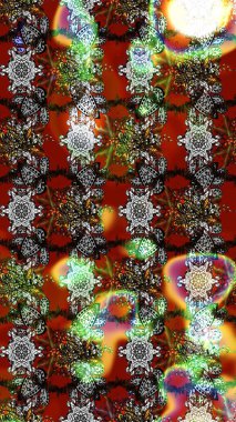 Raster çiçek desenleri çiziyor. Vadinin çiçekleri kahverengi ve gri renklerde.