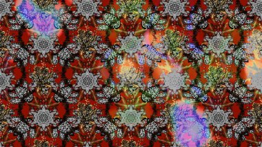 Raster illüstrasyonu. Kahverengi ve gri renklerde. Kahverengi ve gri renkte kahverengi ve gri papatya deseni.