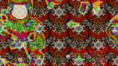 Çizim çiçek deseni duvar kağıdı, web sitesi arka planı, ambalaj kağıdı, davetiye, broşür, afiş veya web sitesi için kullanılabilir. Parlak elementlerin. El çizimi Raster illüstrasyonu.