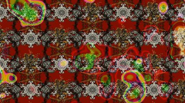 Hediye ambalaj kağıdı, tebrik kartları, posterler ve pankart tasarımı. Raster düz çiçek çizim deseni. Kırmızı ve kahverengi renkte çiçekler.