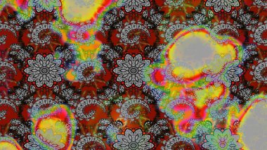 Raster deseni. Süslü kumaş deseni. Çiçekli çiçek deseni, suluboya..