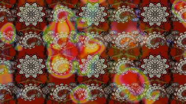 Raster düz çiçek çizim deseni. Hediye ambalaj kağıdı, tebrik kartları, posterler ve pankart tasarımı. Kahverengi ve kırmızı renkte çiçekler.