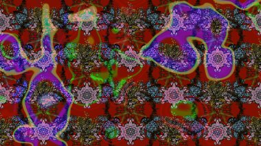 Chichi 'nin kumaş kalıbını çiz. Düz Çiçek Elementleri Tasarımı. Raster illüstrasyonu. Renkli Bahar Teması eskiz kalıbı. Çiçek deseni.