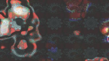 Kumaş desenli papatya çiçeği detayı. Gri ve kahverengi renkte çiçekler.