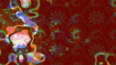 Moda baskısı, albüm, ambalaj kağıdı ve duvar kağıdı için zarif dekoratif süslemeler. Raster illüstrasyonu. Kahverengi ve kırmızı renklerde sevimli çiçekler. Küçük çiçekli basit bir çiçek çizimi..