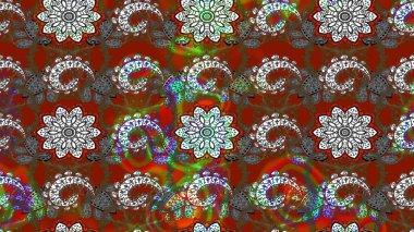 Çiçekli karalama şeklinde Raster çiçek deseni. Gri ve kahverengi renkli yaz çiçekleri. Raster illüstrasyonu.