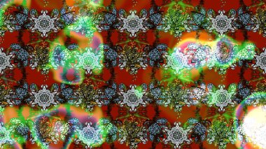 Yeşil ve kahverengi renkli çiçekler. Hediye ambalaj kağıdı, tebrik kartları, posterler ve pankart tasarımı. Raster düz çiçek çizim deseni.