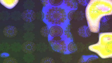 Yeşil renkli çiçekler. Düz Çiçek Elementleri Tasarımı. Sevimli çiçek raster deseni. Renkli Bahar Teması çizim şablonu.