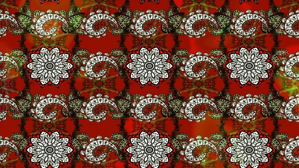 Raster illüstrasyonu. Asya tekstil tarzında. Düz Çiçek Elementleri Tasarımı. Çiçek desenli çizim. Güzel kumaş deseni. Renkli Bahar Teması çizim şablonu.