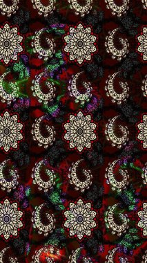 Siyah ve kahverengi renkte çiçekler. Raster illüstrasyonunda çiçek deseni çizimi.