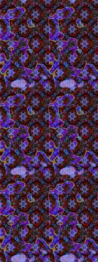 Raster illüstrasyonu. Menekşe ve kahverengi renkli menekşe ve papatya deseni. Mor ve kahverengi renklerde.