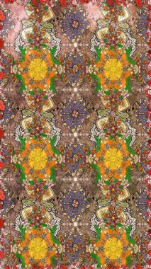 Raster illüstrasyonu. Kumaş, tekstil, duvar kağıdı baskısı için. Raster. Eski usul. Eskiz geçmişi. Tomurcukları çiçekli sevimli çiçek deseni..