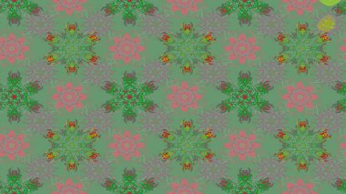 Küçük çiçekte güzel bir desen. Motley illüstrasyonu. Yeşil çiçekli bahar çiçekleri. Moda baskıları için zarif bir şablon. Küçük renkli çiçekler..