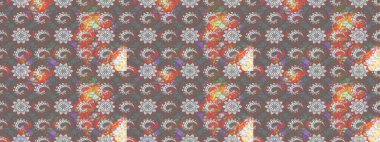 Çiçek kolajı. Küçük çiçekte güzel bir desen var. Çiçek kompozisyonu. Çiçek arkaplan. Doğa. Raster deseni. - Gri ve kahverengi çiçekler.