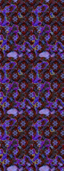 Raster illüstrasyonu. Menekşe ve kahverengi renkli menekşe ve papatya deseni. Mor ve kahverengi renklerde.